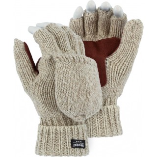 3422P Majestic® Glove Winter Lined Fingerless Leather Palm Ragwool Glove with Hood